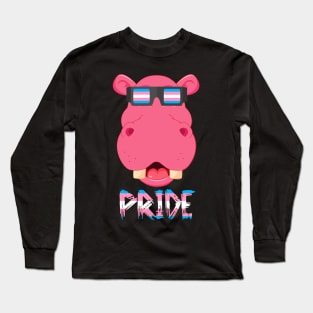 Hippopotamus Transgender Flag Lgbt Long Sleeve T-Shirt